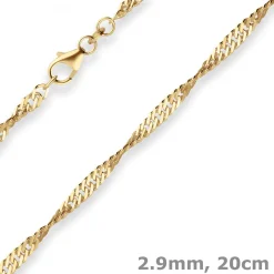 2,9mm Armband Singapurkette Goldarmband Armschmuck aus 585 Gold Gelbgold 20cm