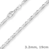 3,2mm Armband S-Panzerkette Silberarmband Armschmuck aus 925 Silber 19cm