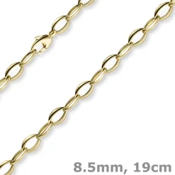 8,5mm Armband Spitzoval Armschmuck Armkette aus 585 Gold Gelbgold 19cm