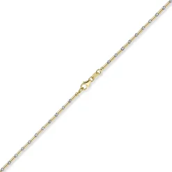 1,9mm Armband Stäbchen-Kugel diamantiert aus 585 Gold gelb/weiß bicolor 18cm