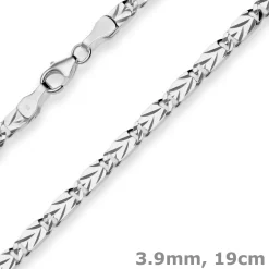 3,9mm Armband Tigeraugenkette Armschmuck aus 925 Silber rhodiniert 19cm