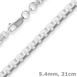 5,4mm Armband Veneziakette sechskant Armschmuck aus 925 Silber 21cm