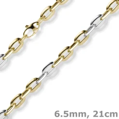 6,5mm Armband Weit-Ankerkette 585 Gold Gelbgold Weißgold bicolor 21cm Armschmuck
