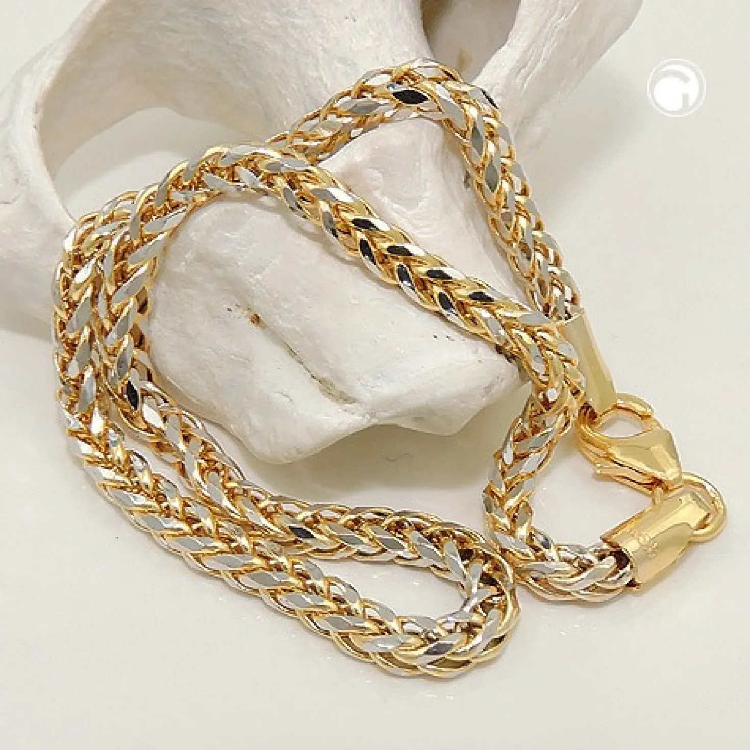 2,4mm Armband Zopfkette Armkette Armschmuck 585 Gold Gelbgold rhodiniert 19cm