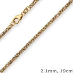 2,1mm Armband Zopfkette Goldarmband Armschmuck aus 585 Gold gelb/weiß 19cm