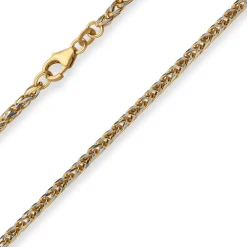 2,1mm Armband Zopfkette Goldarmband Armschmuck aus 585 Gold gelb/weiß 19cm