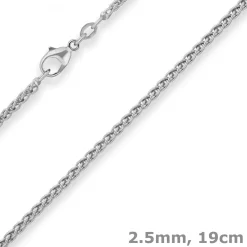 2,5mm Armband Zopfkette Goldarmband Armschmuck aus 750 Gold Weißgold 19cm