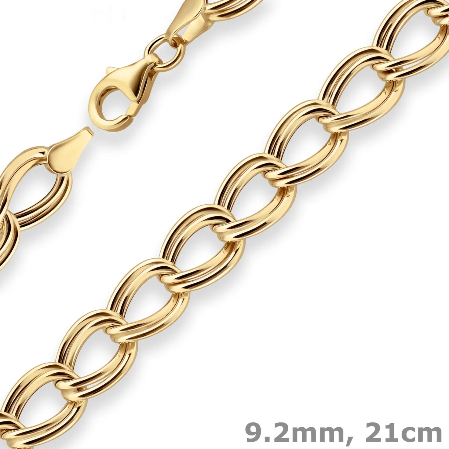9,2mm Armband Zwillingspanzerkette Armschmuck aus 585 Gold Gelbgold 21cm