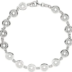 7,5mm Armkette Armband aus runden Gliedern mit Ornament Muster, 925 Silber, 19cm