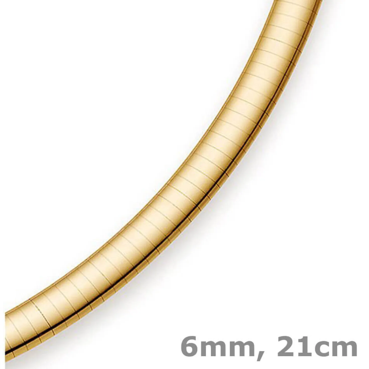 6mm Armreif Omega-Armband Armschmuck 750 Gold Gelbgold Armkette 21cm