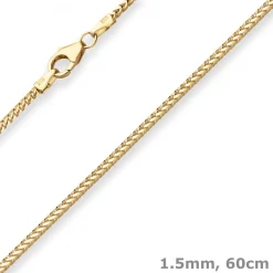 1,5mm Bingokette Collier Halskette aus 333 Gold Gelbgold 60cm