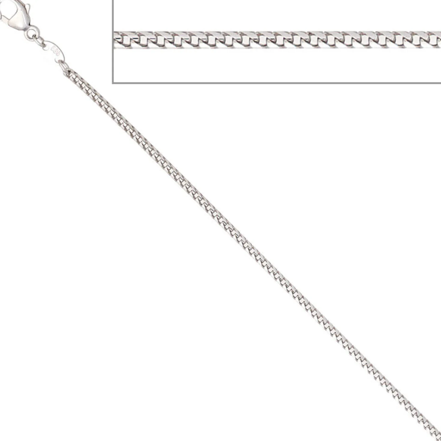 1,5mm Bingokette Kette Halskette Collier aus 585 Gold Weißgold 45cm