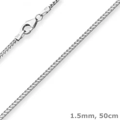 1,5mm Bingokette Silberkette Collier Halskette aus 925 Silber rhodiniert 50cm