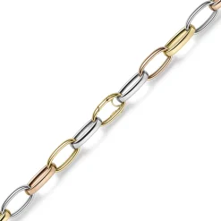 14mm breite Phantasie Kette Halskette Collier aus 585 Gold gelb/rot/weiß 60cm
