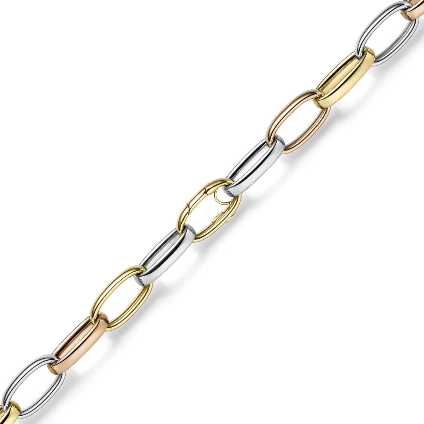14mm breite Phantasie Kette Halskette Collier aus 585 Gold gelb/rot/weiß 50cm