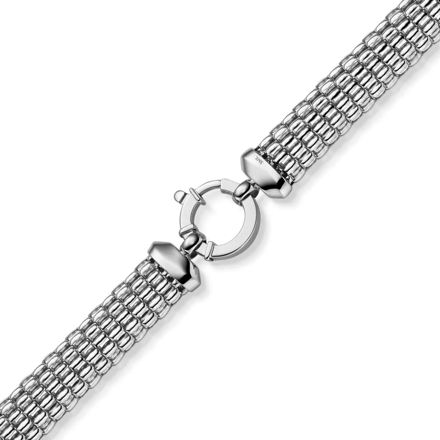 10mm breite Phantasie-Kette Halskette Collier aus 585 Gold Weißgold 50cm