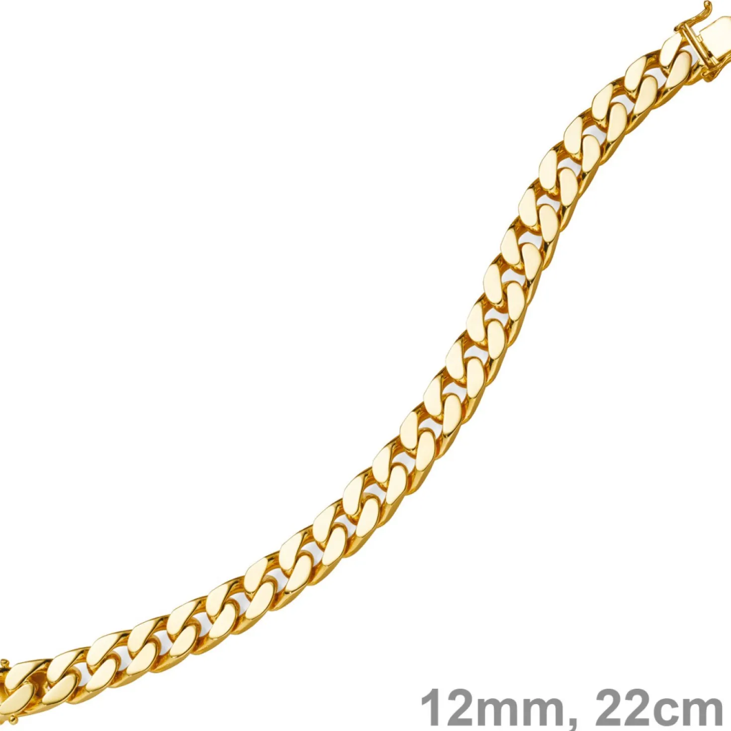 12mm breites Armband Armkette Panzerarmband 585 Gold Gelbgold massiv 22cm