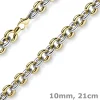10mm breites Armband Phantasiekette Armschmuck aus 585 Gold gelb/weiß 21cm