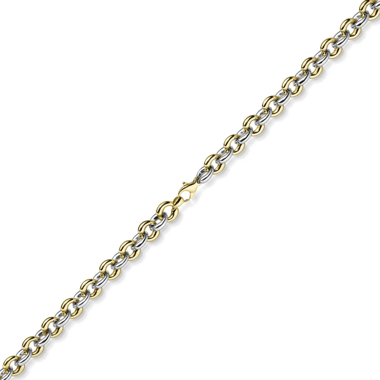 10mm breites Armband Phantasiekette Armschmuck aus 585 Gold gelb/weiß 21cm