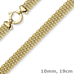 10mm breites Phantasie Armband Armkette aus 585 Gold Gelbgold 19cm