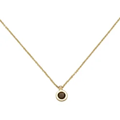 0,9mm Collier Ankerkette mit Anhänger aus Rauchquarz, 585 Gold Gelbgold, 45cm