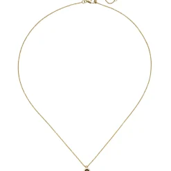 0,9mm Collier Ankerkette mit Anhänger aus Rauchquarz, 585 Gold Gelbgold, 45cm