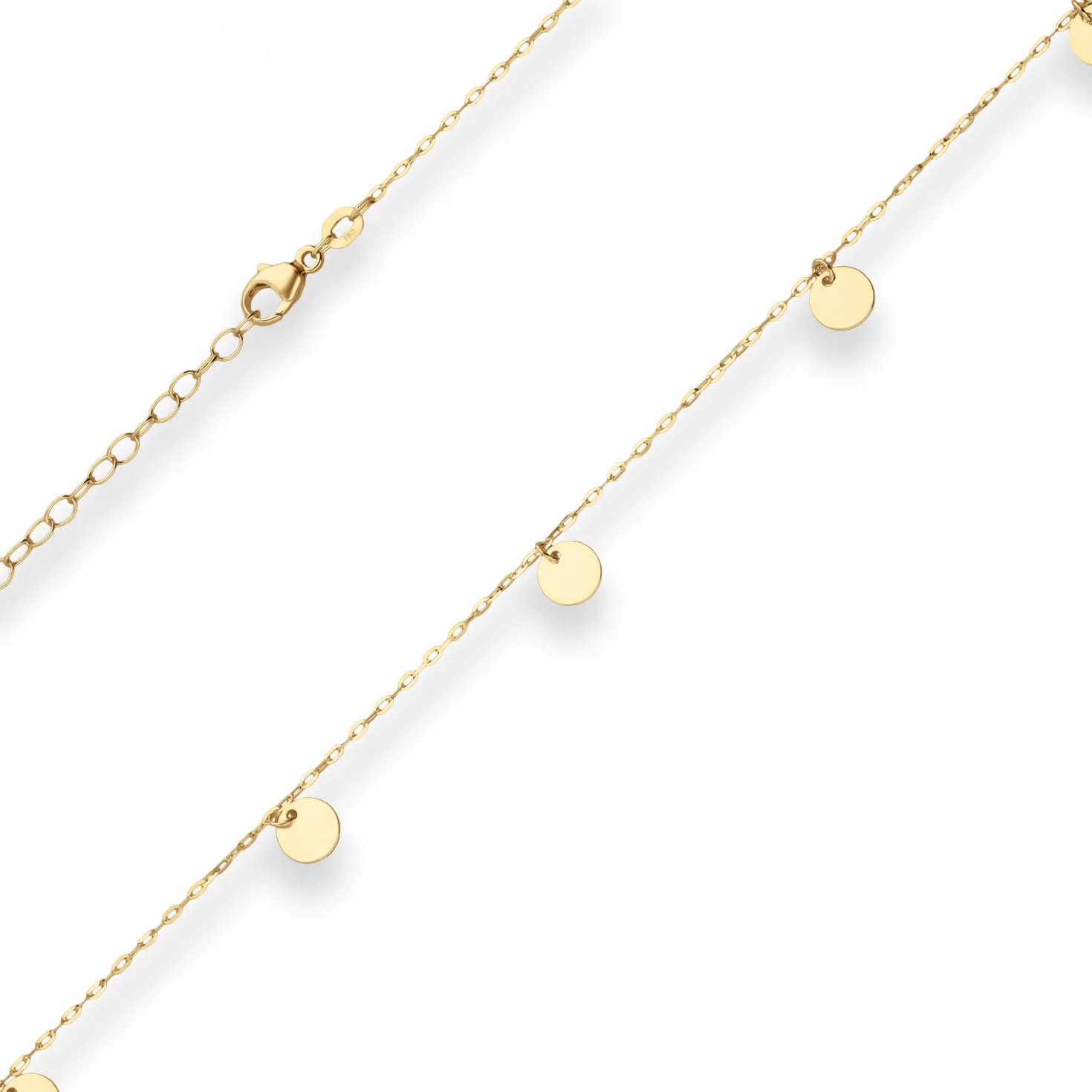 1,5mm Collier Ankerkette mit Gravurplatten rund flach 585 Gold Gelbgold 38-43cm