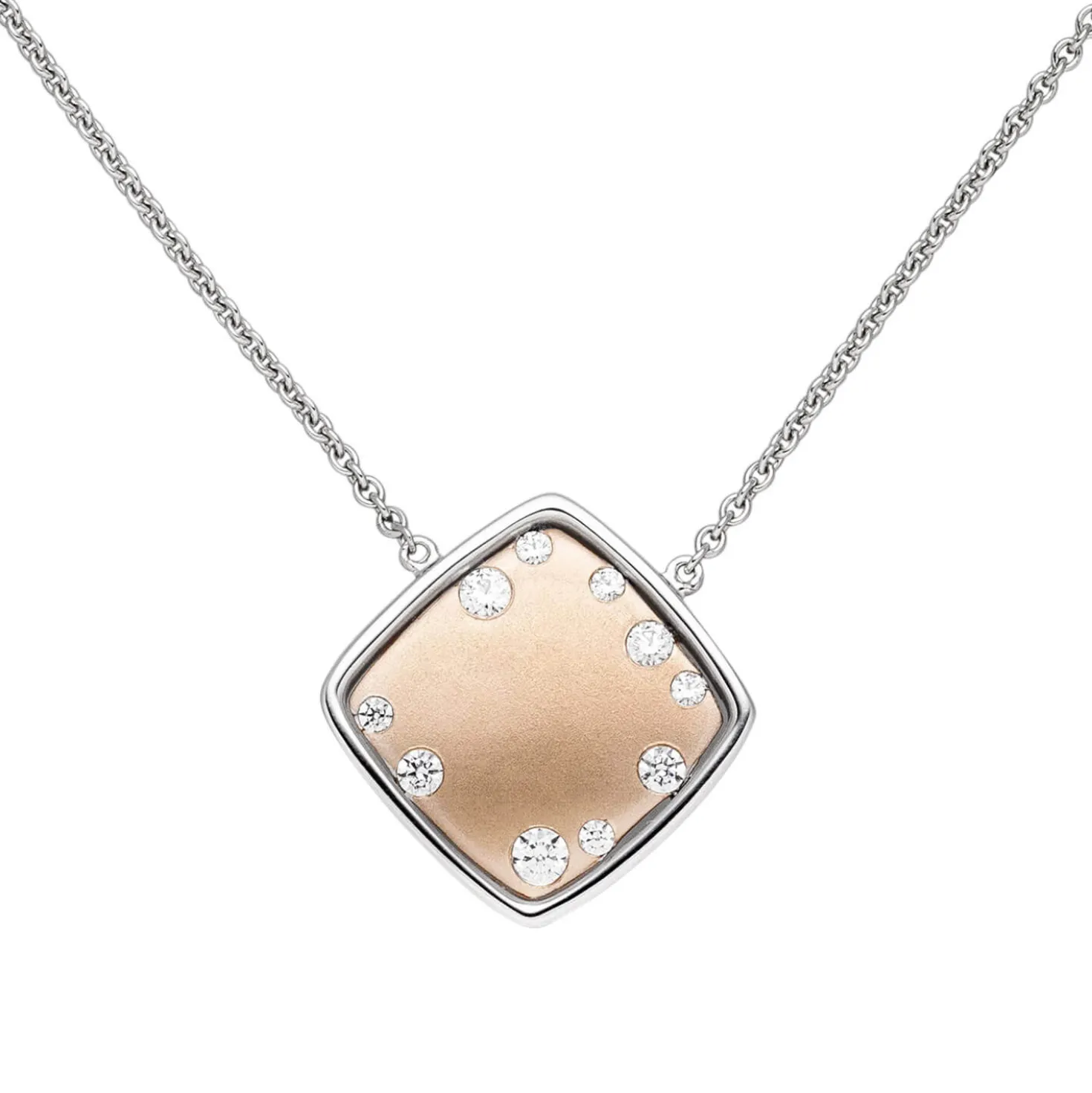 1,3mm Collier Ankerkette, Quadrat mit Zirkonia, 375 Gold Weißgold Rotgold, 45cm