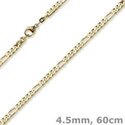 4,5mm Collier diamantierte Figarokette aus 585 Gold Gelbgold Halsschmuck, 60cm