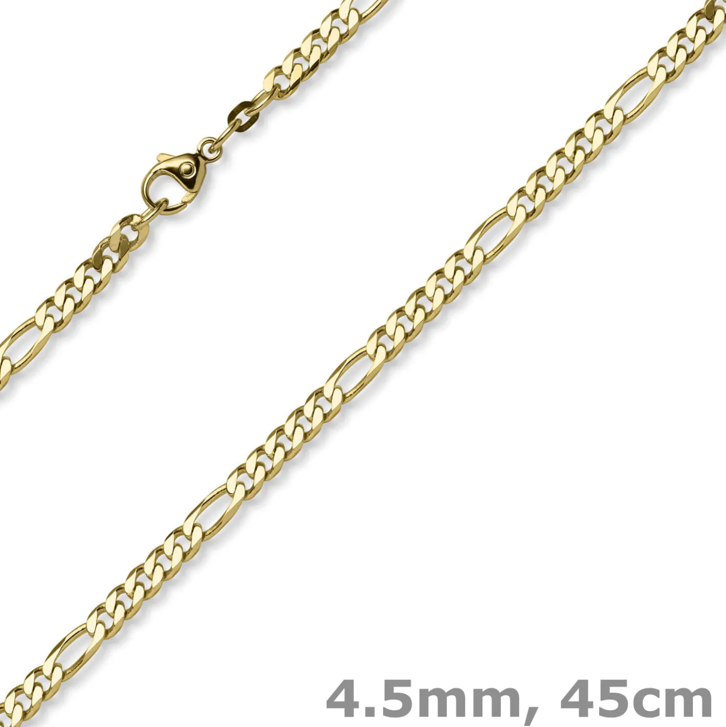 4,5mm Collier diamantierte Figarokette aus 585 Gold Gelbgold Halsschmuck, 45cm
