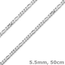 5,5mm Collier diamantierte Figarokette aus 585 Gold Weißgold Halsschmuck, 50cm