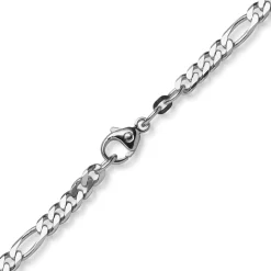 5,5mm Collier diamantierte Figarokette aus 585 Gold Weißgold Halsschmuck, 60cm