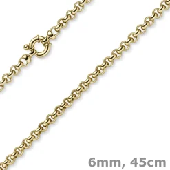 6mm Collier Erbskette aus 585 Gold Gelbgold Halsschmuck Halskette Unisex, 45cm