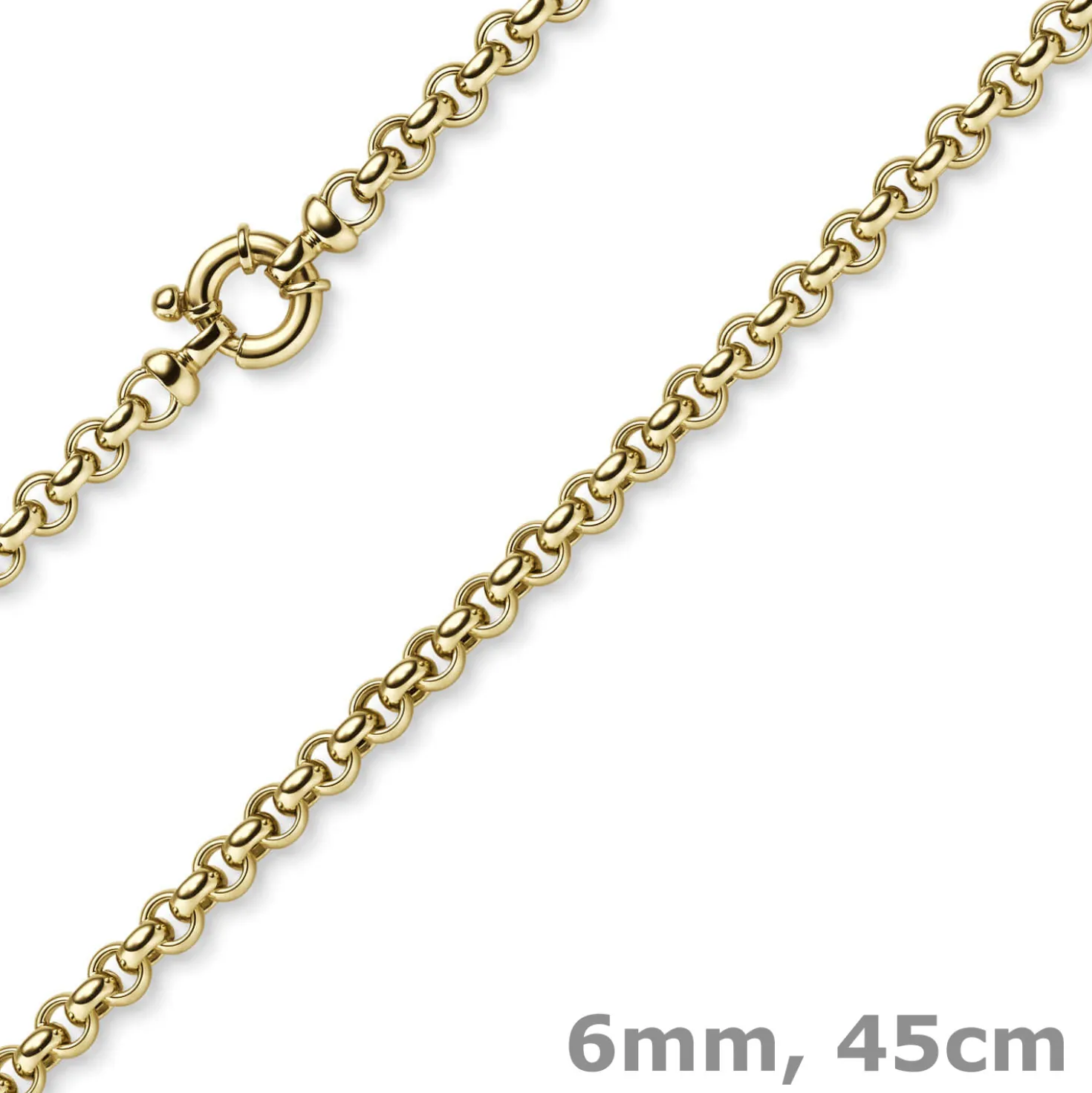 6mm Collier Erbskette aus 585 Gold Gelbgold Halsschmuck Halskette Unisex, 45cm