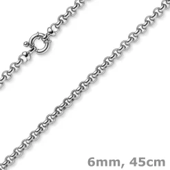 6mm Collier Erbskette Collier aus 585 Gold Weißgold Halsschmuck Halskette, 45cm