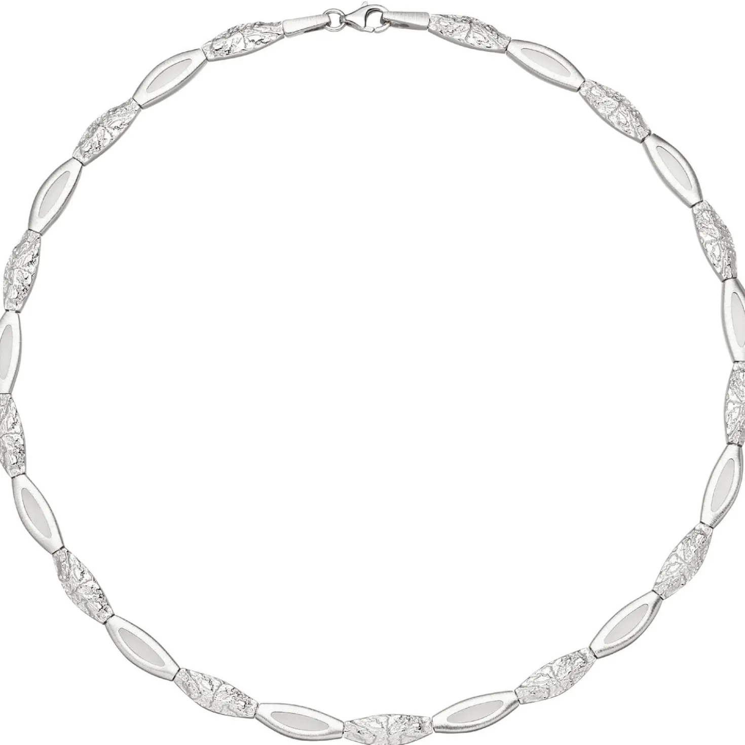 6,2mm Collier Halskette aus 925 Silber mattiert & gehämmert 45cm Halsschmuck