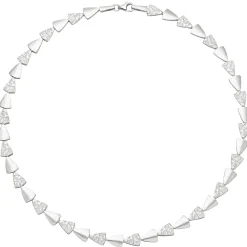7,7mm Collier Halskette aus 925 Silber mattiert & gehämmert 45cm Halsschmuck