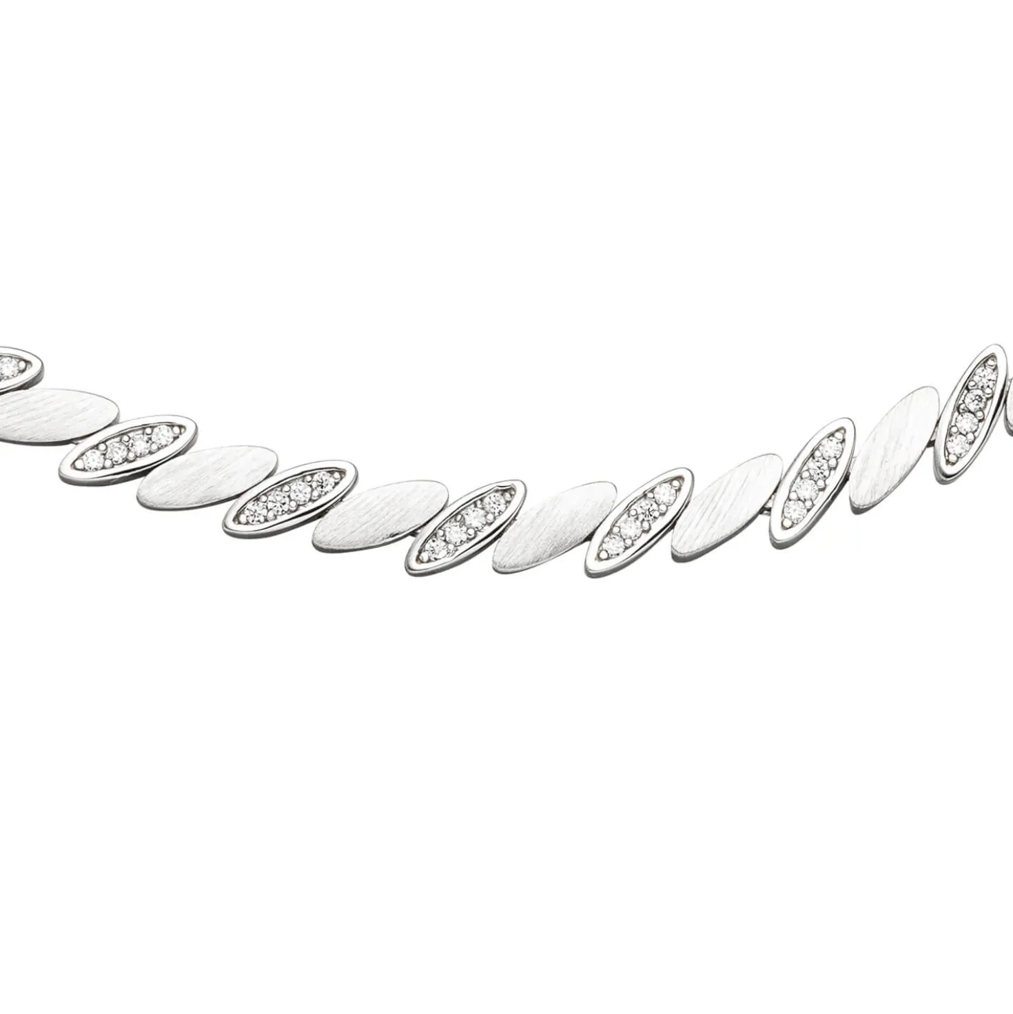 6,5mm Collier Halskette aus 925 Silber matt 144 weißen Zirkonia 45cm Halsschmuck