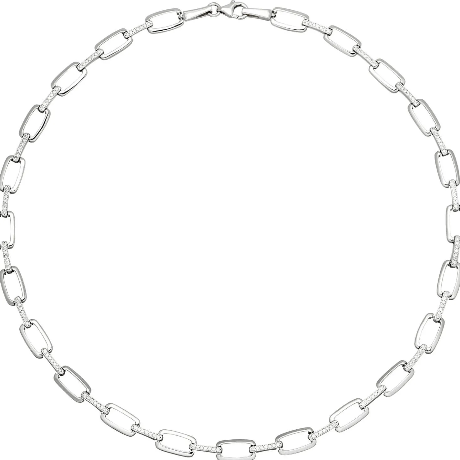 7,1mm Collier Halskette aus 925 Silber mit 154 weißen Zirkonia 45cm Halsschmuck