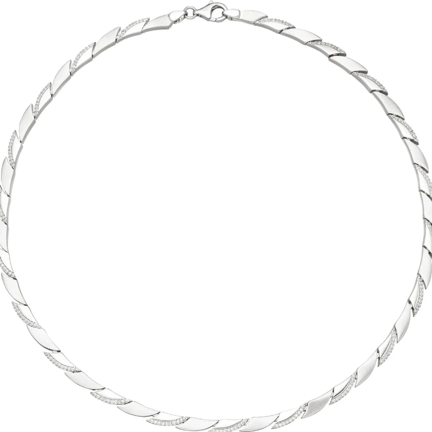 4,6mm Collier Halskette aus 925 Silber mit 210 Zirkonia 45cm Halsschmuck Damen