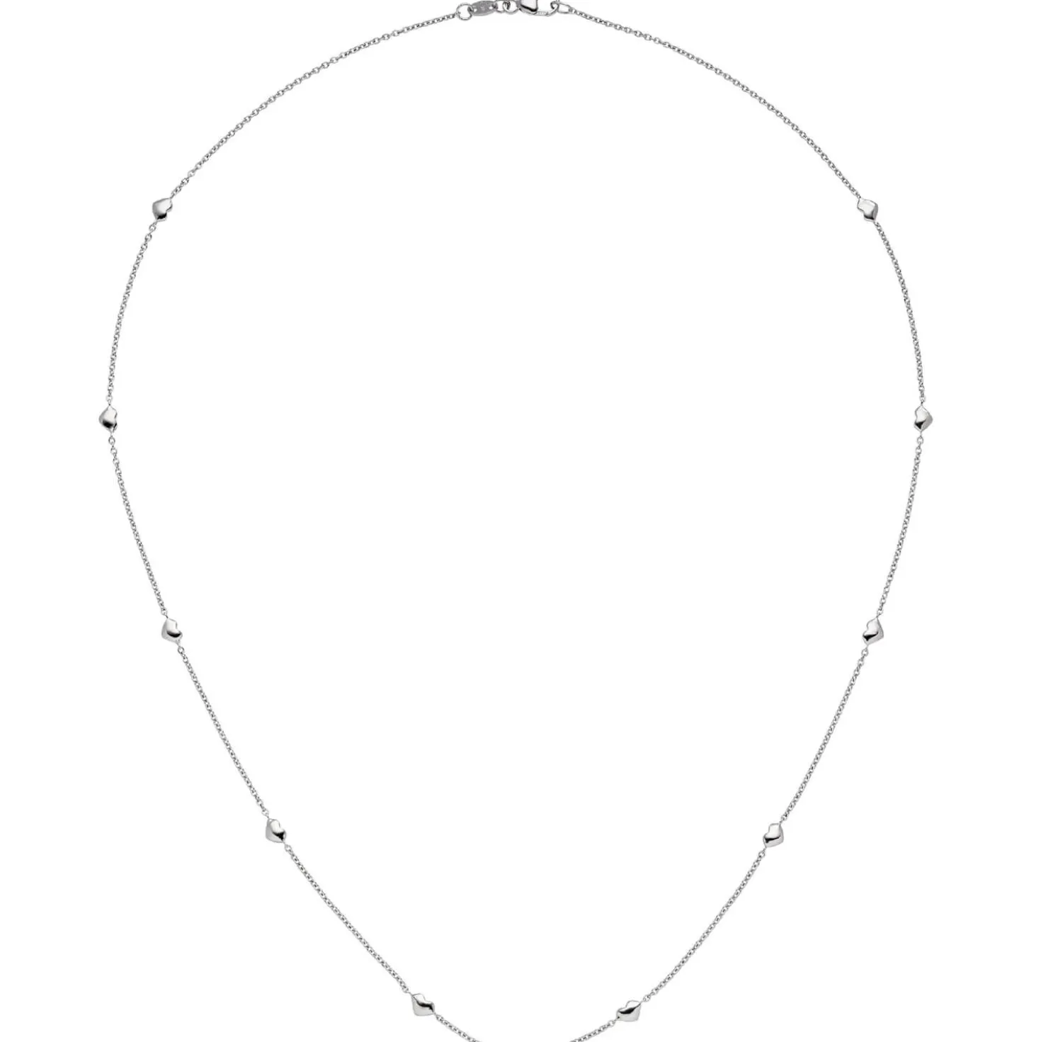 1,1mm Collier Halskette Halsschmuck mit Herzchen aus 585 Gold Weißgold, 45cm
