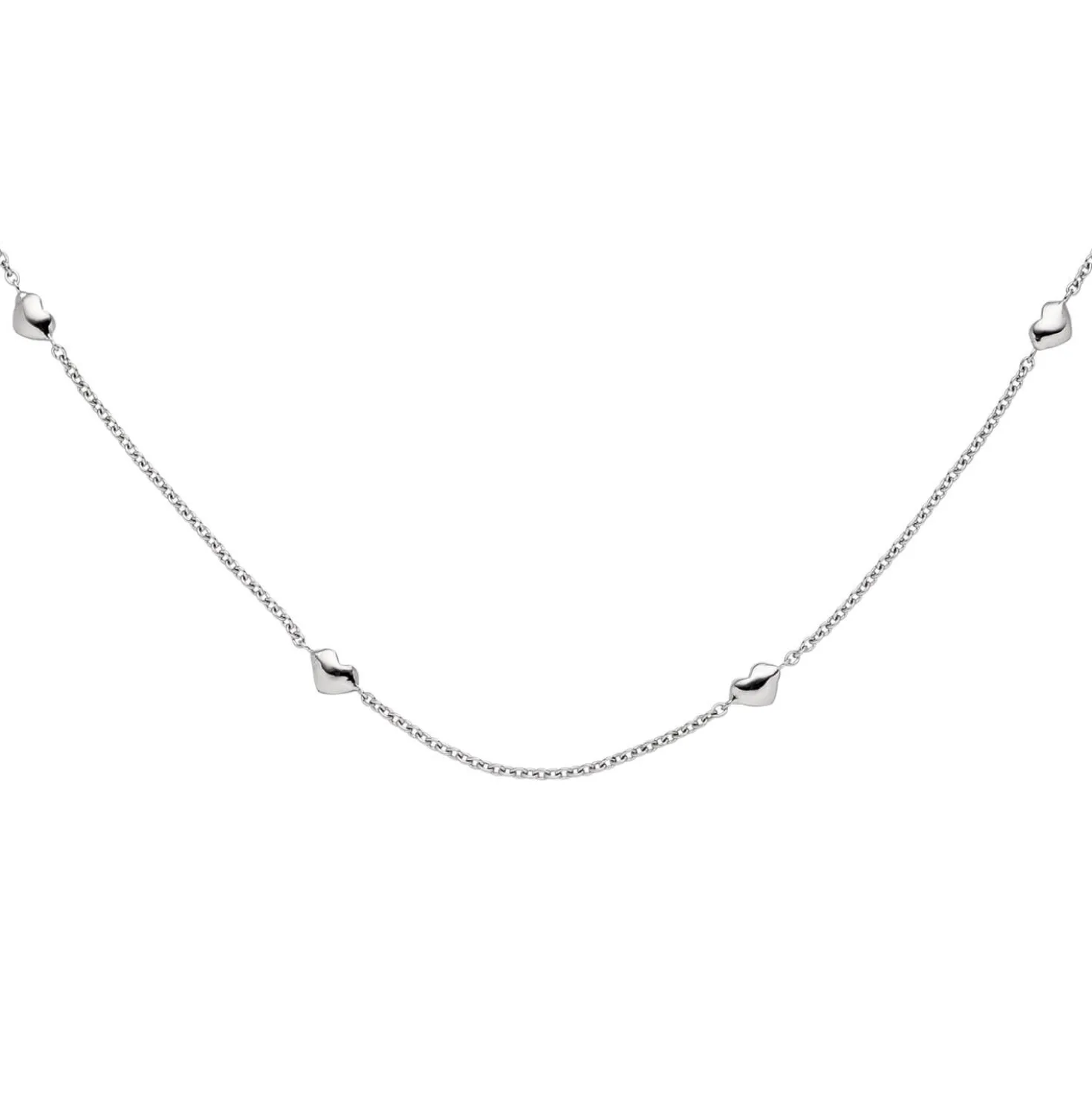 1,1mm Collier Halskette Halsschmuck mit Herzchen aus 585 Gold Weißgold, 45cm
