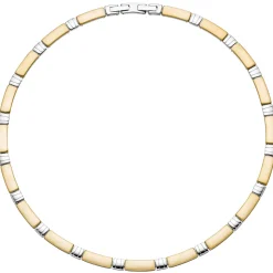 6,4mm Collier Halskette Kette Halsschmuck Edelstahl Goldfarbe bicolor, 46-47cm
