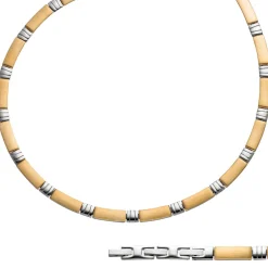 6,4mm Collier Halskette Kette Halsschmuck Edelstahl Goldfarbe bicolor, 46-47cm