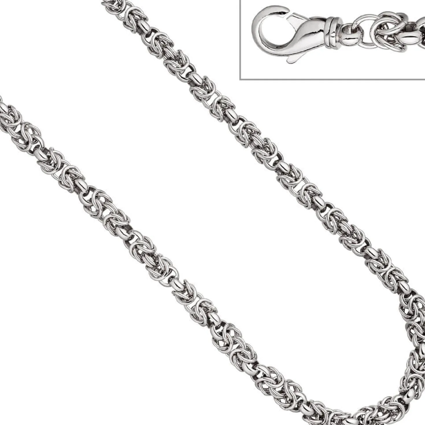 7,2mm Collier Halskette Königs-Erbskette aus echtem 925 Silber rhodiniert, 50cm