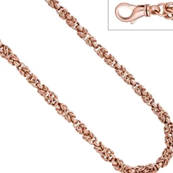 7,2mm Collier Halskette Königs-Erbskette aus 925 Silber Rotgold vergoldet, 50cm