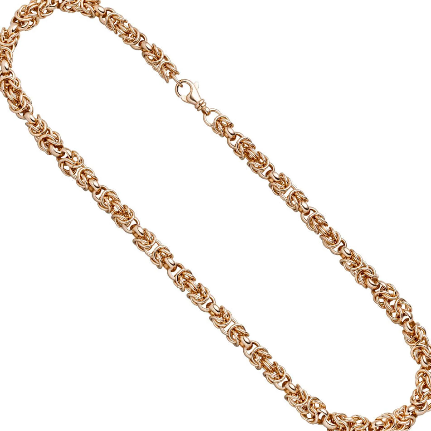 7,2mm Collier Halskette Königs-Erbskette aus 925 Silber Rotgold vergoldet, 50cm