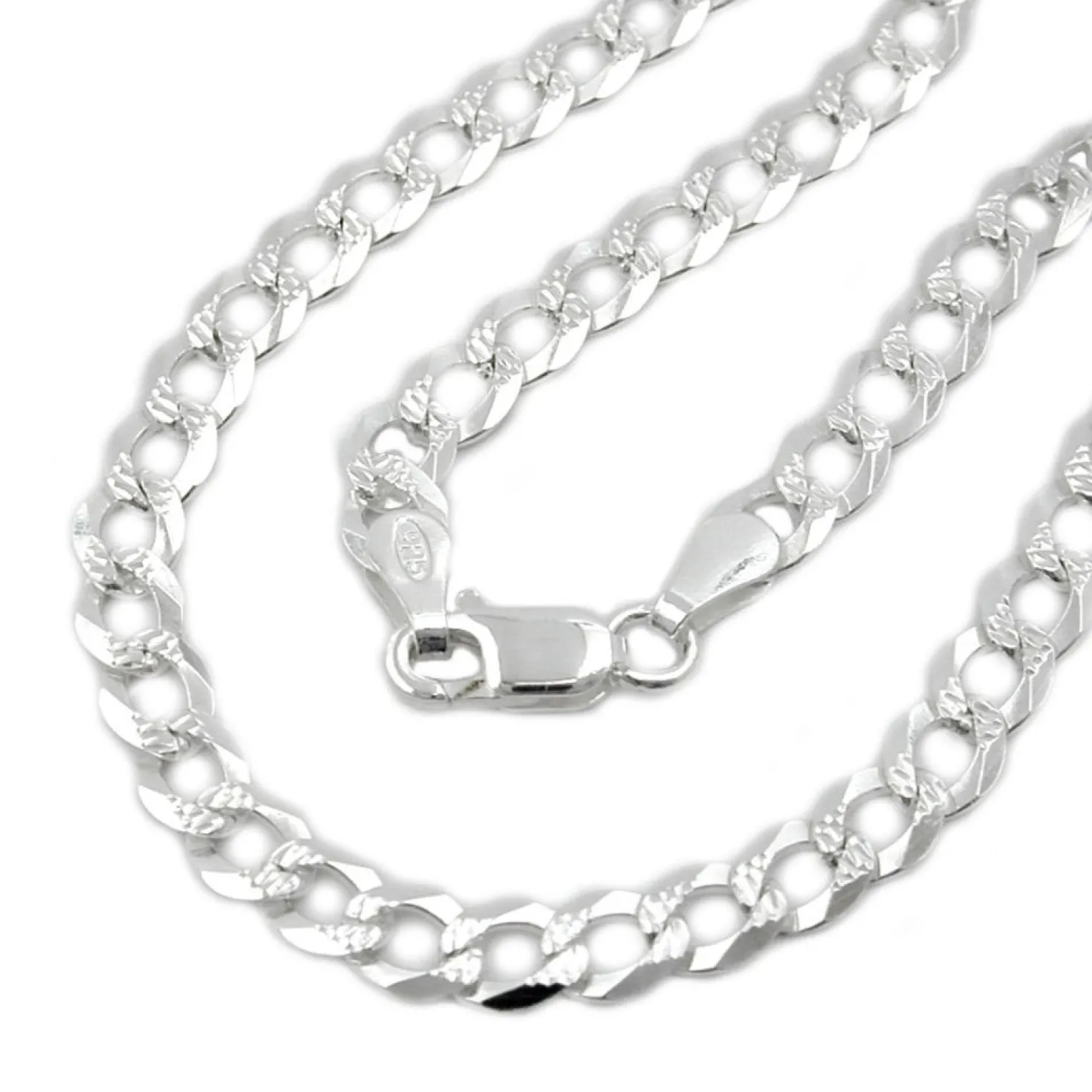 4,6mm Collier Halskette Panzerkette, Muster, flach, 925 Silber, 50cm