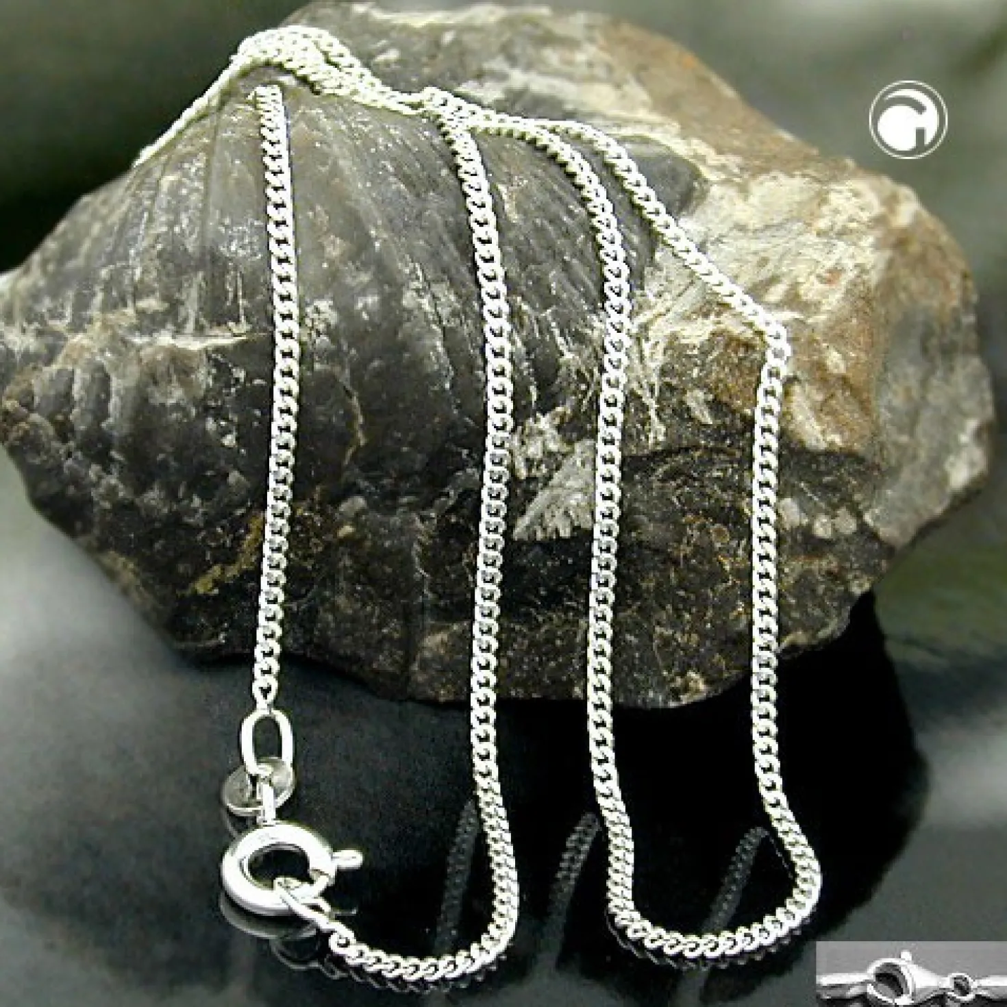 1,4mm Collier Kette Halskette, Panzer, echtes 925 Silber, Damen, 50cm