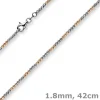 1,8mm Collier Kugelkette aus 750 Gold Weißgold Rotgold bicolor Halsschmuck, 42cm